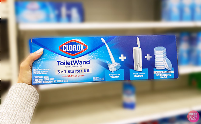 a Hand Holding Clorox ToiletWand System