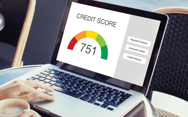 A Person Checking a Credit Score on a Laptop