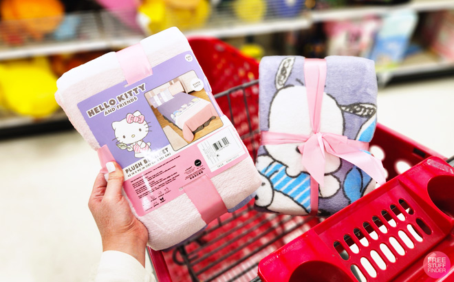 a Person Holding Hello Kitty Kids Blanket