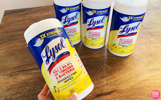 A Person Holding Lysol Disinfecting Wipes