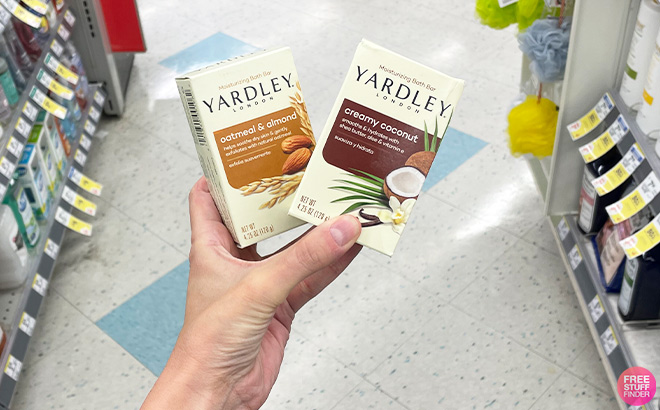 A Person Holding Yardley Bath Bars