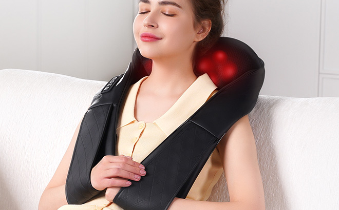 A Person Using Shiatsu Neck and Back Massager