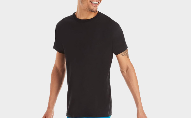 A Person Wearing Hanes T Shirt