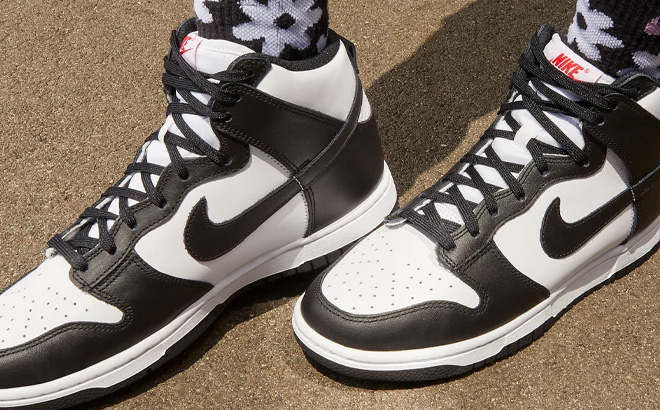 A Person Wearing Nike Dunk High Retro Casual Shoes