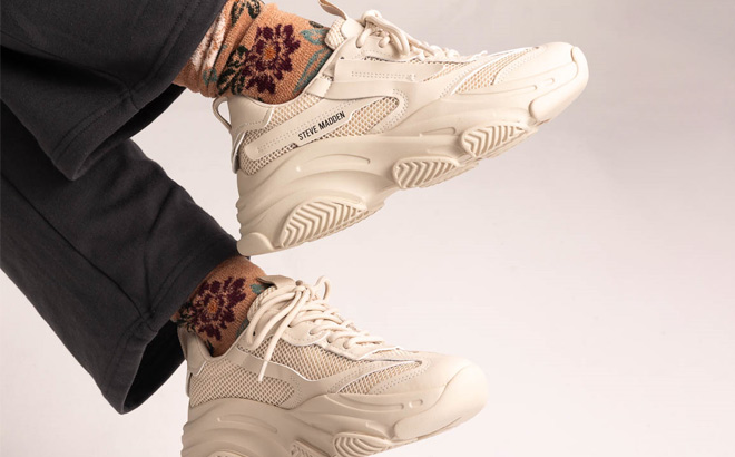 A Person Wearing Steve Madden Possession Platform Sneakers