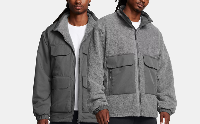 A Person wearing Under Armour Mission Reversible Mens Reversible Jacket