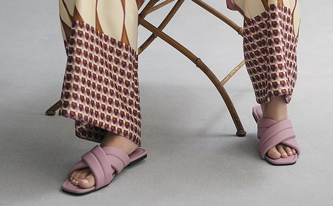 A n a Womens Puffy Slide Sandals in Pink Color