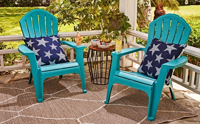 Adams Manufacturing RealComfort Stackable Teal Resin Frame Stationary Adirondack Chairs