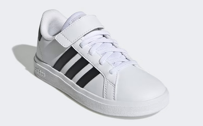 Adidas Kids Grand Court Shoe on a Light Gray Background