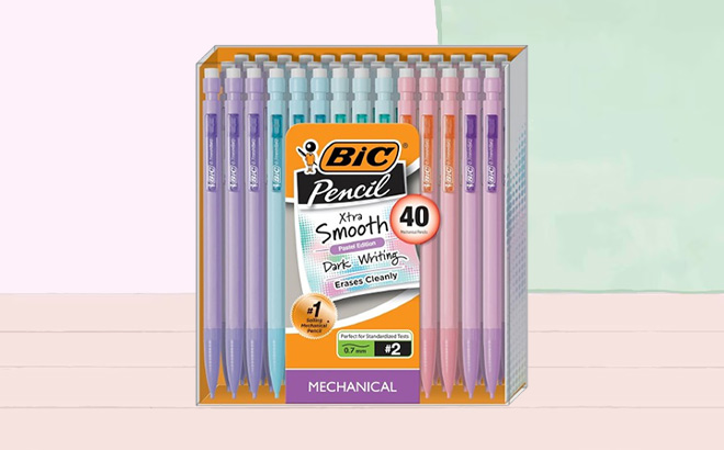 BIC Xtra Smooth Mechanical Pencils 40 Count on the Table