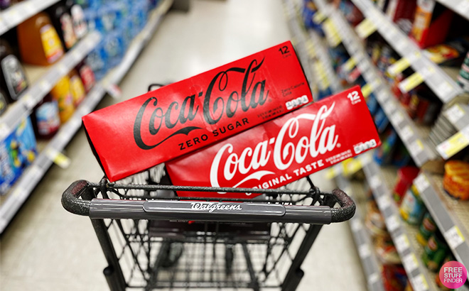Coca Cola Soda Cans in the Cart