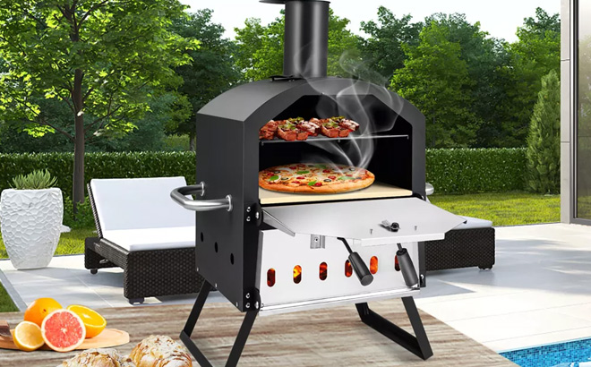 Costway 2 Layer Pizza Oven Wood Fired Pizza Grill