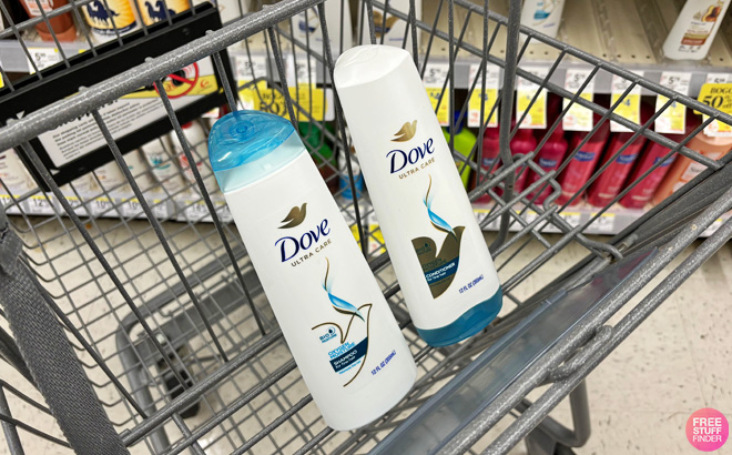 Dove Hair Care Items on a Cart