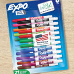 Expo 21 Count Dry Erase Markers Pack on a Table