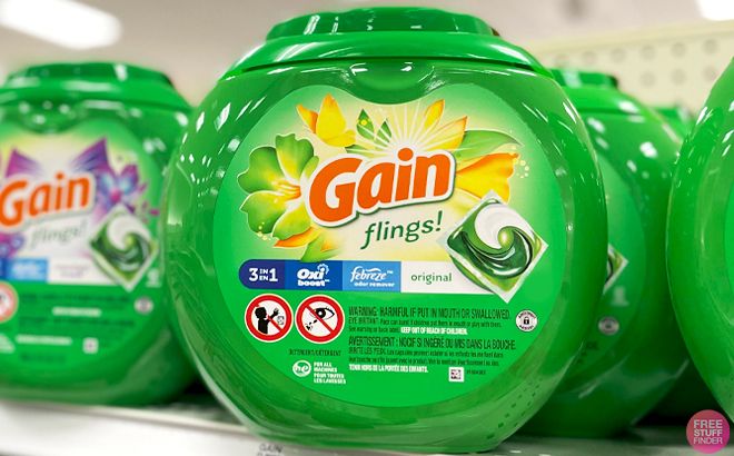 Gain 76 Count Original Laundry Detergent Pods Pack on a Store Shelf