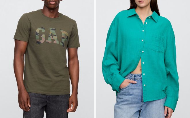 GAP Factory Everyday Soft Gap Logo T Shirt and Gauze Big Shirt