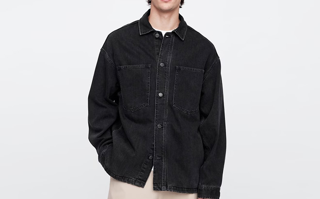 GAP Factory Mens Oversized SuperSoft Utility Shirt Jacket