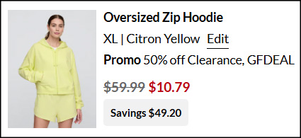 GAP Factory Oversized Zip Hoodie Checkout Screenshot