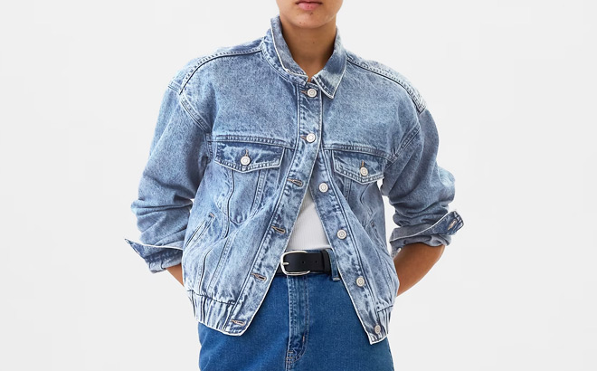 GAP Factory Relaxed Icon Denim Bomber Jackets