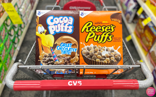 General Mills Cereal Boxes in a Cart