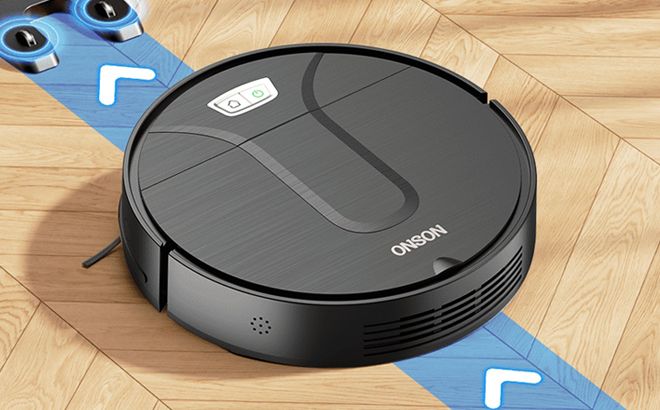 Goovi by Onson Robot Vacuum Cleaner on a Floor