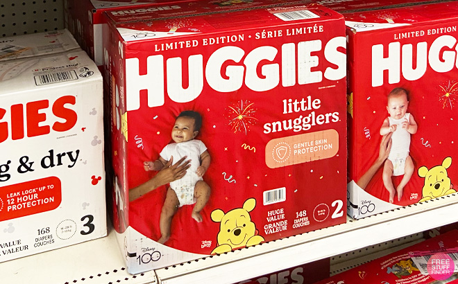 Huggies Little Snugglers Baby Diapers 148 Count on Store Shelf