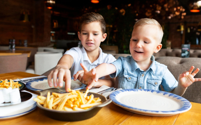 Kids Eating at a Restaurant