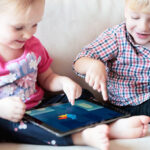 Kids Playing Fun Games from Sago Mini on a Tablet
