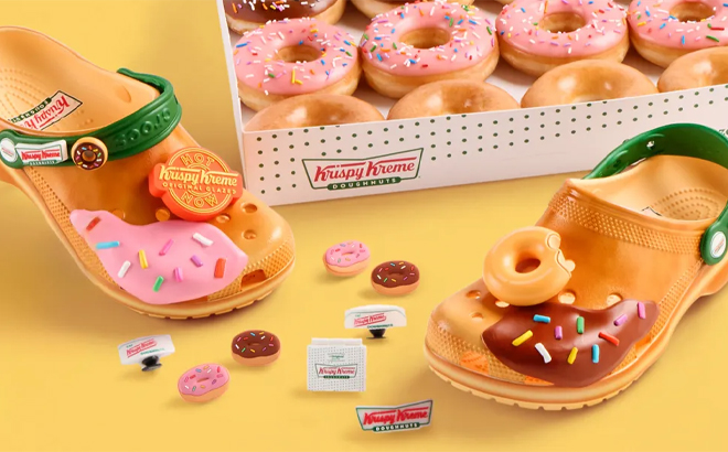 Krispy Kreme x Crocs Adult Unisex Clogs and Donuts in a Box with Jibbitz