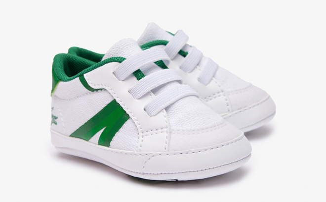 Lacoste L004 Baby Cub Sneakers in White Green Color