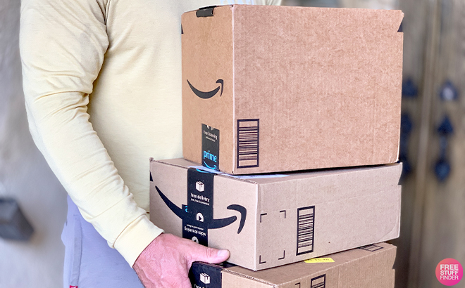 Man with Amazon Boxes