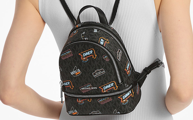 Michael Kors Outlet Rhea Extra Small Printed Signature Logo Backpack