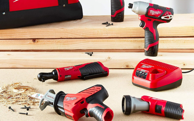Milwaukee M12 12V Lithium Ion 5 Piece Cordless Combo Tool Kit