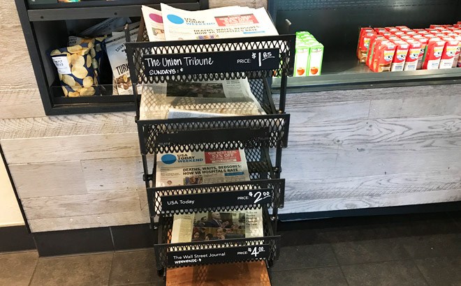 Newspapers on a 4-Tier Cart