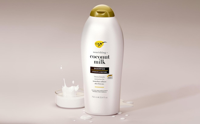 OGX Nourishing Coconut Milk Shampoo on the Table