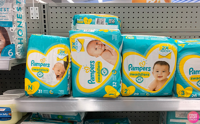 Pampers Swaddlers Diapers on the Shelf