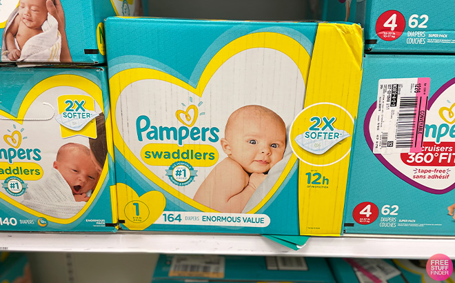 Pampers Swaddlers Diapers on the Shelf