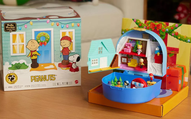 Polly Pocket Peanuts Micro Dolls with 7 Accessories Playset on the Table