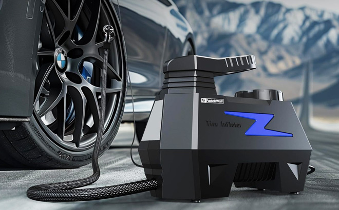 Portable Tire Inflator on the Ground