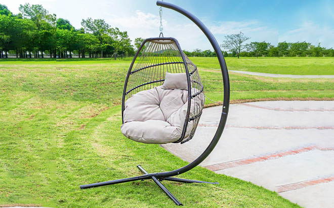 Powder Coated Egg Shaped Patio Swing Chair