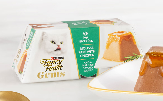 Purina Fancy Feast Gems 2 Pack on a Table