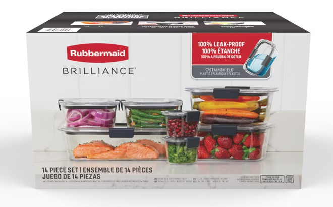 Rubbermaid Brilliance StainShield 14 Piece Plastic Food Storage Containers