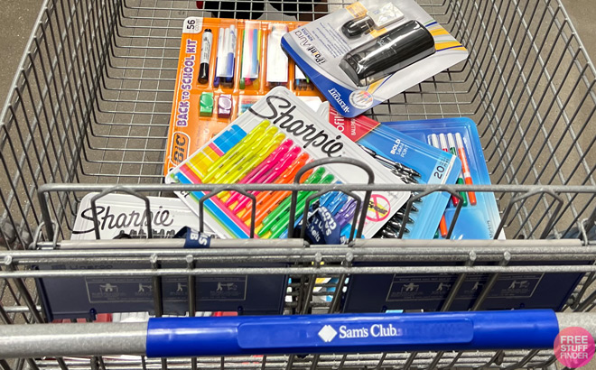 Sams Club Carts with Back to School Supplies