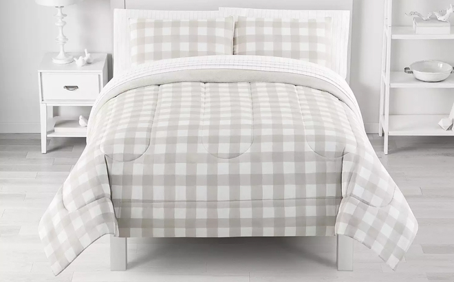 The Big One Marley Gingham Plush Reversible Comforter with Sheets Set