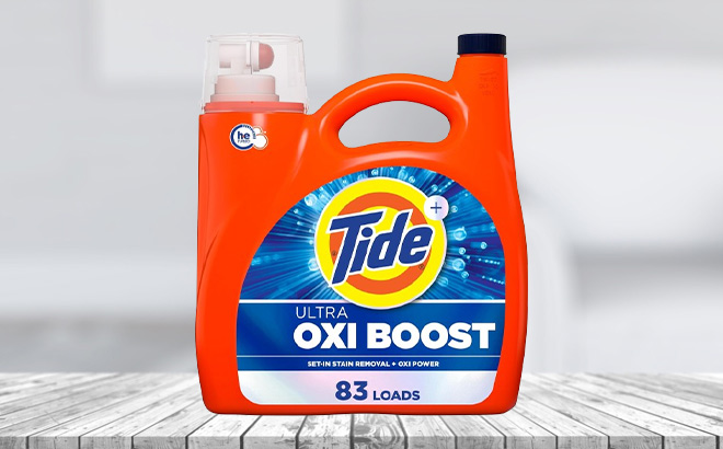Tide Ultra Oxi Boost Liquid Laundry Detergent on the Table