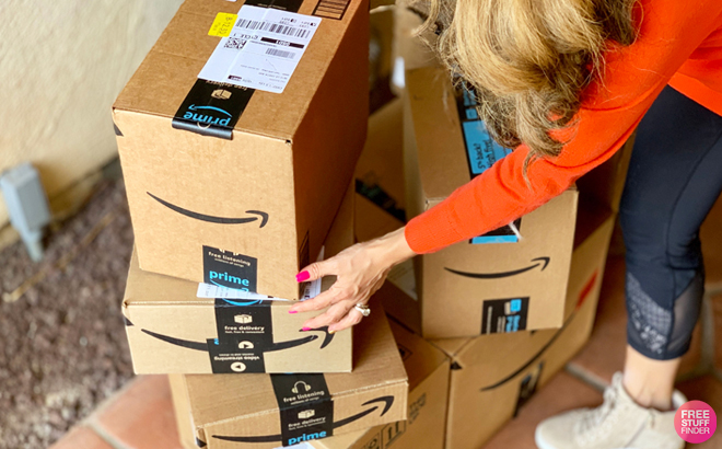 Tina Holding Amazon Boxes