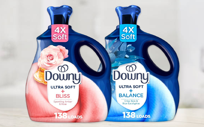 Two Downy Ultra Soft Fabric Softeners on a Table