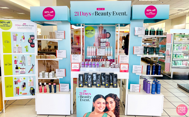 ULTA 21 Days of Beauty Event Product Stands in ULTA Store