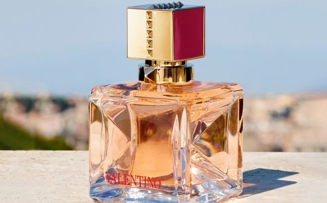 Valentino Beauty Voce Viva Intensa Eau de Parfum Intense Bottle on a Table