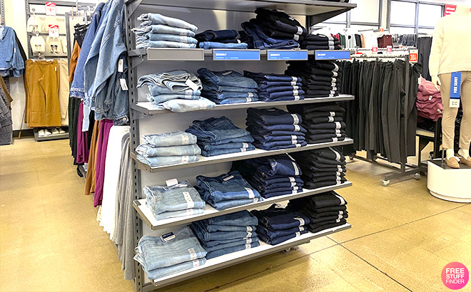 Various Old Navy Jeans on Shelves in Old Navy Store